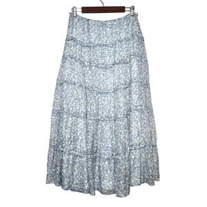 Sundance | Women | 100% Silk Tiered Sheer Floral Boho Lightweight Midi Skirt | 4